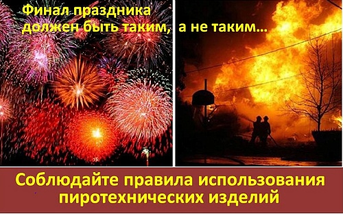 Накануне новогодних праздников напоминаем о мерах предосторожности при использовании пиротехнических изделий